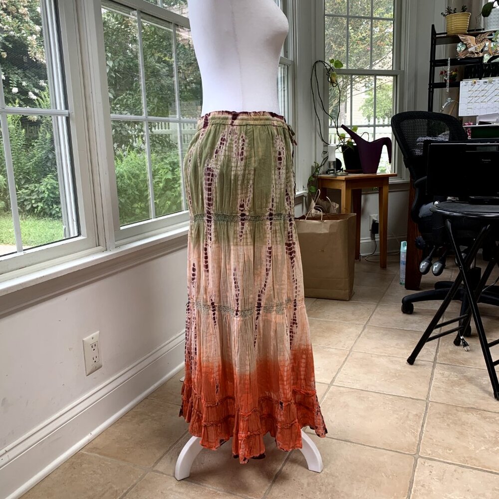 SOLD Boho Gypsy Hippie Tiered Maxi Skirt - Picture 8 of 11
